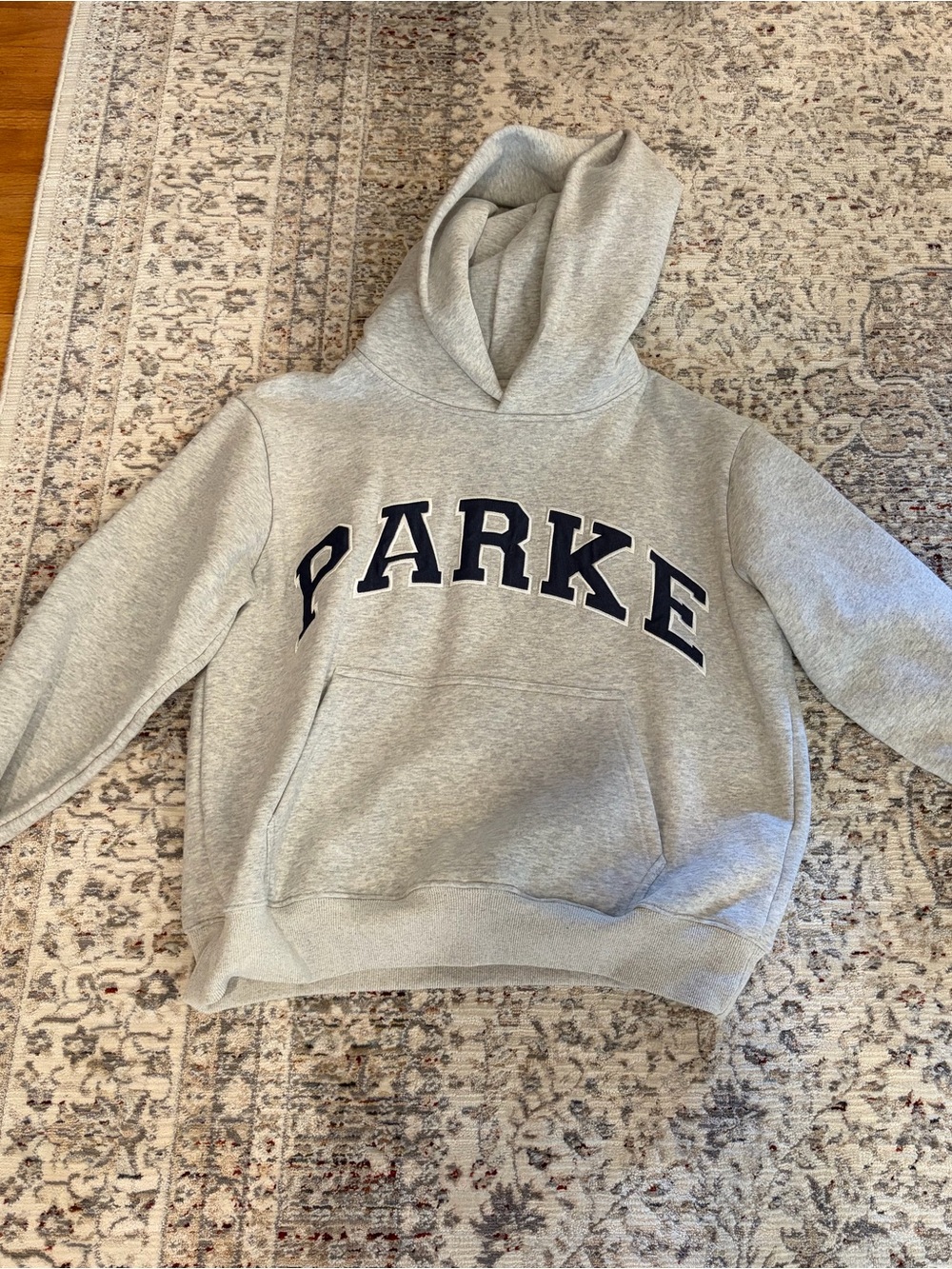 Parke Light Heather Gray Hoodie with Navy Logo